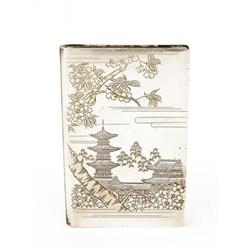 Old Japanese Silver Cigarette Case Pagoda Mk #1845740