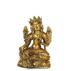 Old Chinese Tibetan Gilt Bronze Seated Buddha #1845749