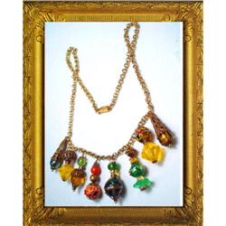 DECO Venetian GLASS FRINGE CHARM necklace #1845752