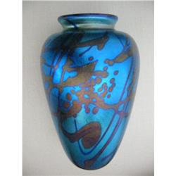 iridescent mouthblown art glass flower vase! #1845759