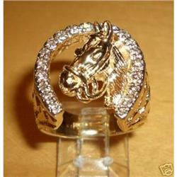 Mens 14K YG Diamond Horseshoe Ring #1845775