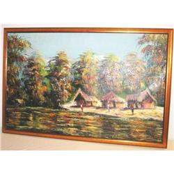 Africa Congo Painting Village scene of Kasai #1845890