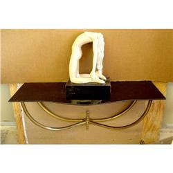 Deco Modern Black Glass Brass Wall Console #1845906