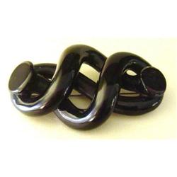 Antique Whitby Jet Knot Brooch #1845912