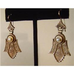Pair of Victorian 14K Gold & Pearl Earrings #1845952