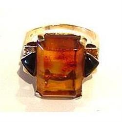 Antique Amber Ring With Onyx #1845953