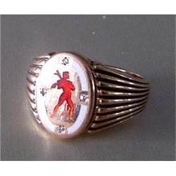 Man's 14K Gold, Diamond & Enamel Hunter's  Ring#1845954