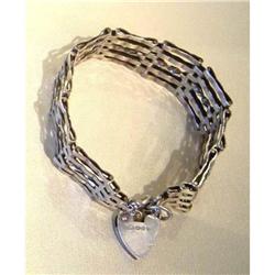 Victorian Hallmarked Sterling Padlock Bracelet #1845956