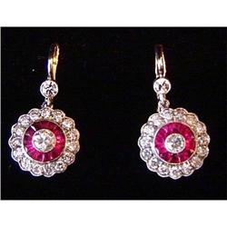 Pair of  Antique Diamond and Ruby Earrings #1845964