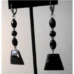 Pair of Trapezoid French Jet Earrings #1845988