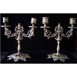 Pair of Antique Brass Candleabras #1845992