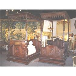 Pair of Walnut Canopy Beds #1846027