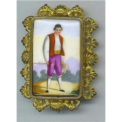 19th c Old Paris porcelain  gilt brooch #1846032