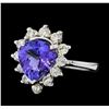 2.76 ctw Tanzanite and Diamond Ring - 14KT White Gold