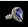 14KT White Gold 4.12 ctw Tanzanite and Diamond Ring