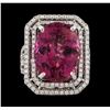 Image 2 : 16.15 ctw Pink Tourmaline and Diamond Ring - 14KT White Gold