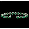 Image 3 : 14KT White Gold 15.83 ctw Emerald and Diamond Bracelet