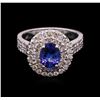 1.50 ctw Tanzanite and Diamond Ring - 14KT White Gold