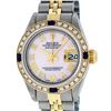 Rolex Ladies 2 Tone Pink Mother Of Pearl Roman & Sapphire Datejust Wristwatch 26