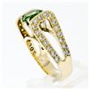 Image 5 : 14k Yellow Gold 3.0 ctw Round Peridot Solitaire & Ideal Cut Diamond Cocktail Rin