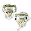 Judith Ripka Sterling Silver and 18kt Yellow Gold Prasiolite and Diamond Earring