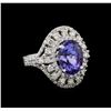 5.00 ctw Tanzanite and Diamond Ring - 14KT White Gold