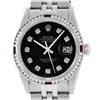Rolex Mens SS Black Diamond & Ruby Channel Set Diamond Datejust Wristwatch 36MM