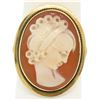 14k Yellow Gold Carved Shell Cameo Ring w/ Twisted Wire Frame