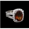 3.87 ctw Golden Tourmaline Ring - 14KT White Gold