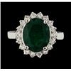 Image 2 : 4.38 ctw Emerald and Diamond Ring - 14KT White Gold