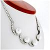 Image 3 : Platinum 10.25 ctw Diamond & Floating South Sea Pearl Statement Necklace