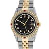 Image 1 : Rolex Mens 2 Tone Black String Diamond Lugs & Ruby Oyster Perpetual Datejust 36M