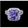 Image 2 : 14KT White Gold 6.81 ctw Tanzanite and Diamond Ring