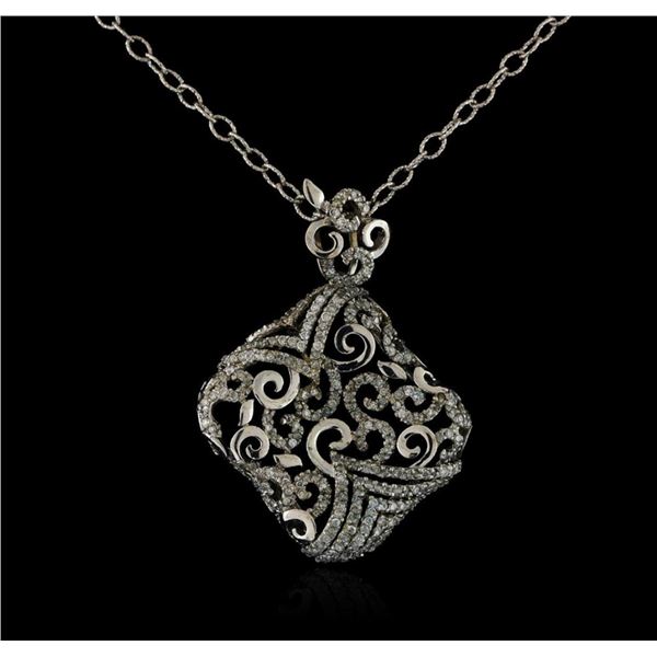 14KT White Gold 1.20 ctw Diamond Pendant With Chain