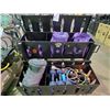 Image 1 : BLACK METAL 2 TIER 6 BIN EQUIPMENT STORAGE SYSTEM WITH CONTENTS