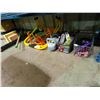 Image 1 : SHELF OF ASSORTED WORKOUT EQUIPMENT INCLUDING ANKLE/WRIST WEIGHTS, KETTLE BELLS, AGILITY HURDLES