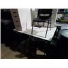 Image 1 : WHITE TABLE/DESK WITH 4 - 5 DRAWER DESK STORAGE UNITS AND 3 BLACK PLASTIC CHAIRS