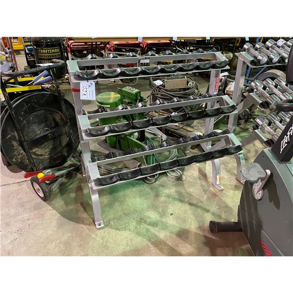 STAR TRAC COMMERCIAL 3 TIER 24 STATION DUMBBELL WEIGHT RACK SYSTEM