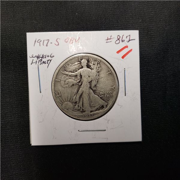 1917-S Obverse Mintmark Liberty Walking Half