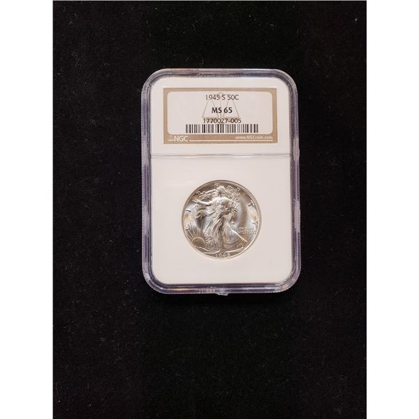 1945-S Walking Liberty Half Dollar NGC MS-65