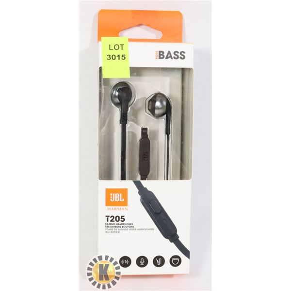 NEW JBL BY HARMAN T205 EARBUD HEADPHONES