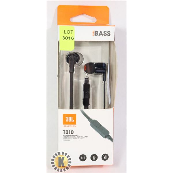 NEW JBL BY HARMAN T210 EARBUD HEADPHONES