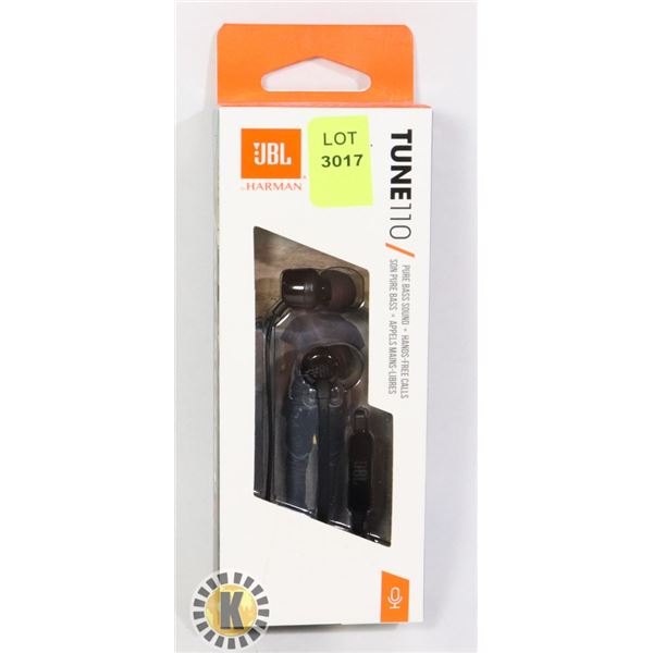 NEW JBL BY HARMAN TUNE110 EARBUD HEADPHONES