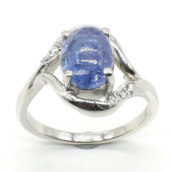 SILVER TANZANITE CZ(1.9CT) RHODIUM PLATED RING