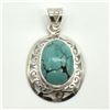 Image 1 : SILVER TURQUOISE(9.2CT) RHODIUM PLATED PENDANT