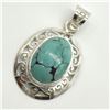 Image 3 : SILVER TURQUOISE(9.2CT) RHODIUM PLATED PENDANT