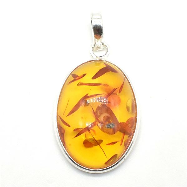 SILVER AMBER (RECONSTITUTED)(7.2CT) RHODIUM PLATED