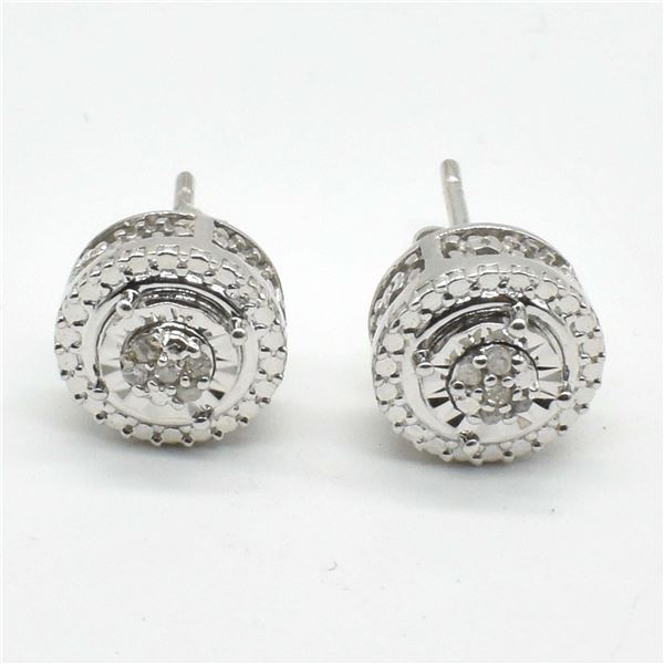 SILVER DIAMOND(0.2CT) RHODIUM PLATED EARRINGS