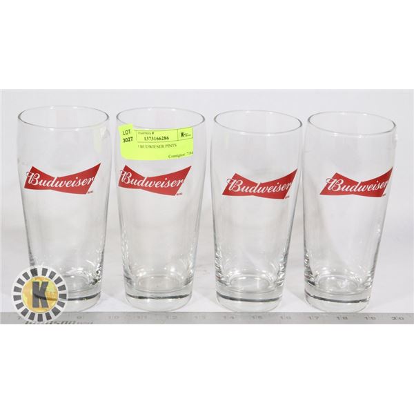 SET OF 4 BUDWEISER PINTS