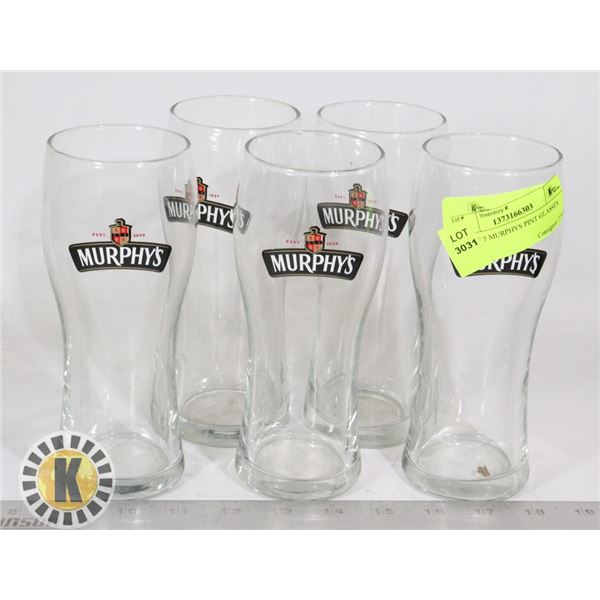 SET OF 5 MURPHYS PINT GLASSES